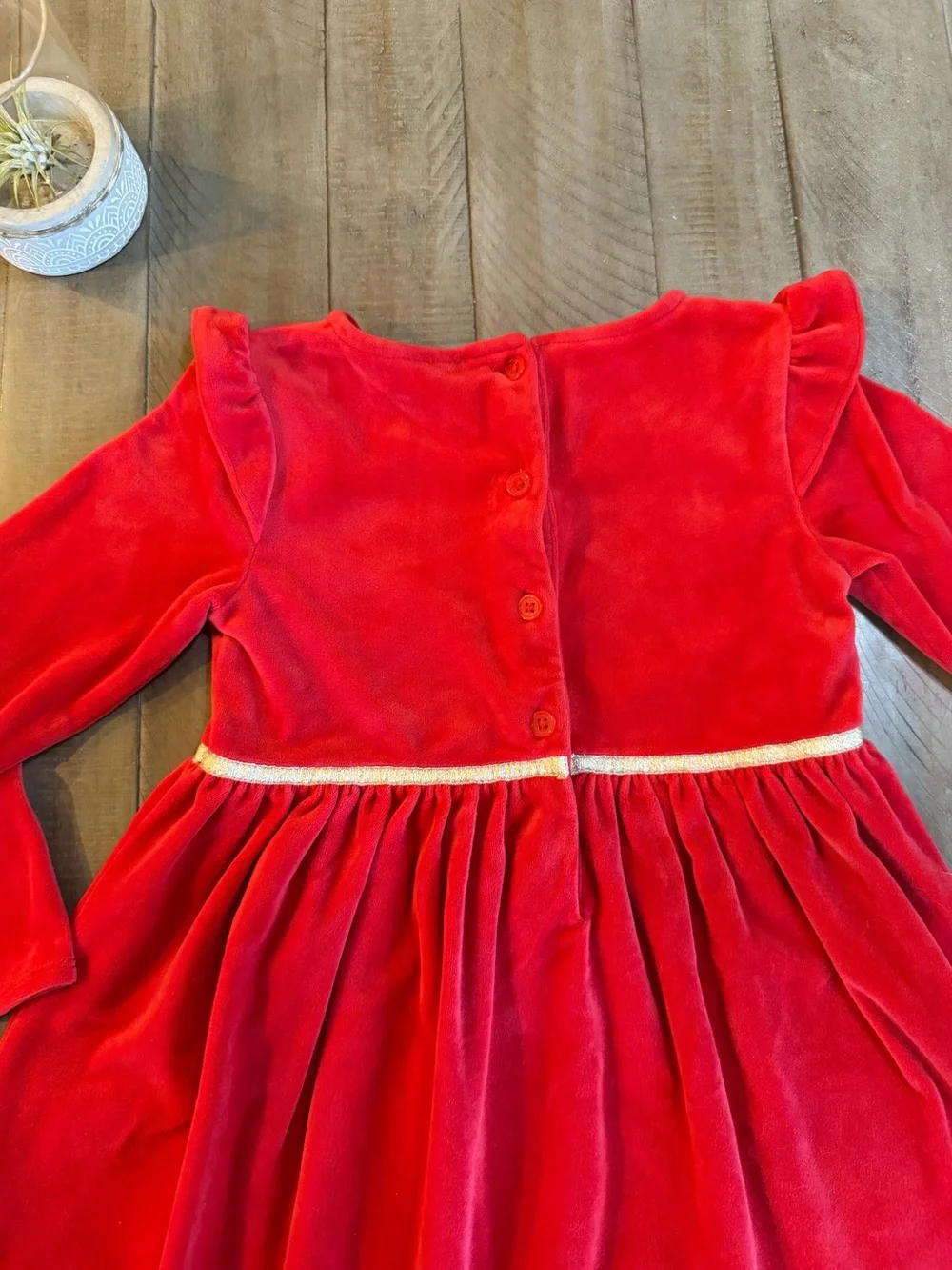 OshKosh B'gosh Red Velvet Dress with Gold Bow